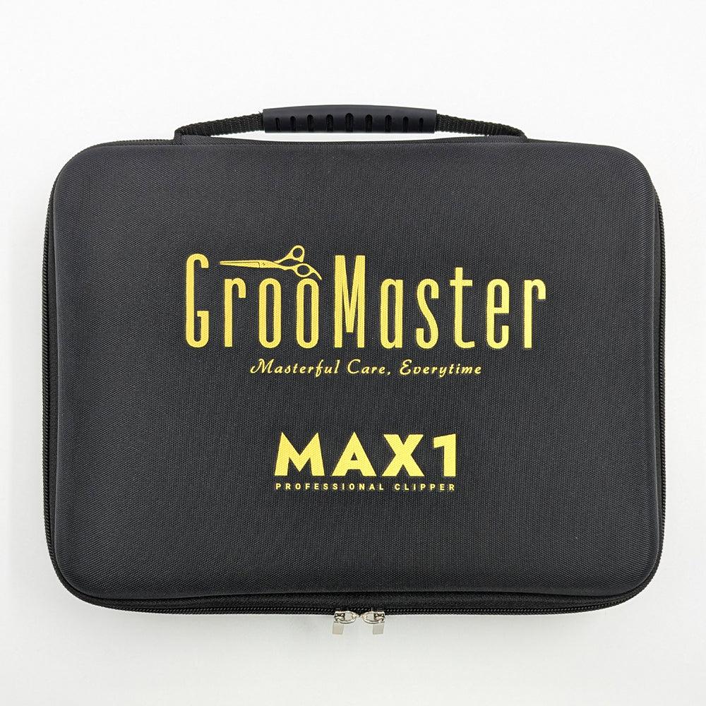 Black case with yellow 'Groomaster' branding on a white background