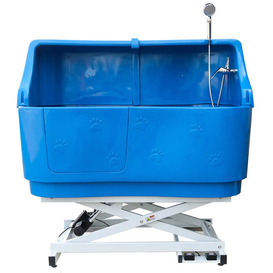 H - 114 Electric Lift Plastic Tub With Splash Back - Grooming Bathtub