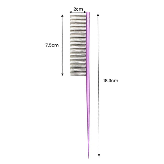 Measurement chart of a comb with dimensions labeled on a white background