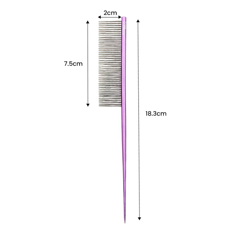 Measurement chart of a comb with dimensions labeled on a white background