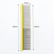 Dog comb with measurements on a white background